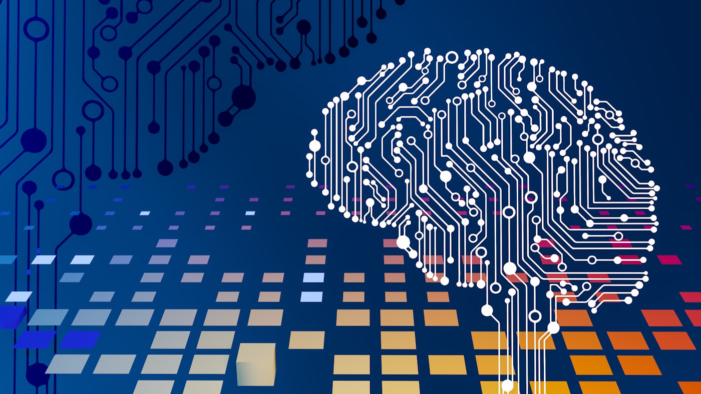 Abstract circuit board representing AI